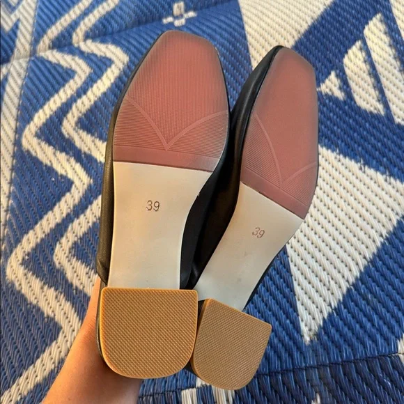 NWOT Size 8 Women Black Chunky Heel Mules Closed Toe Square Toe Slip On Shoes - Picture 14 of 14